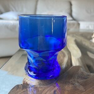  vintage Cobalt Blue Honeycomb Tumbler Glass (1 Glass 4”